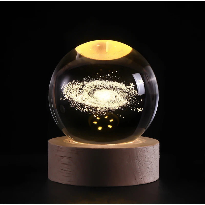 3D Moon Galaxy Crystal Ball USB LED Table Lamp