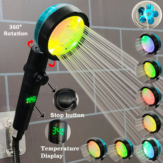 LED Digital Temperature Display Shower Head