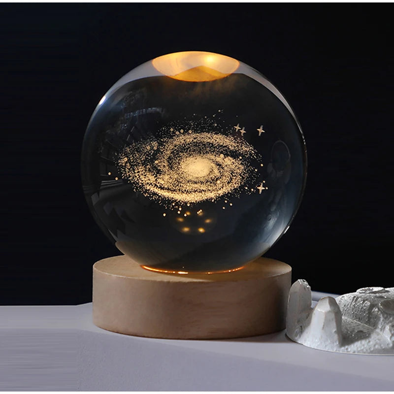 3D Moon Galaxy Crystal Ball USB LED Table Lamp