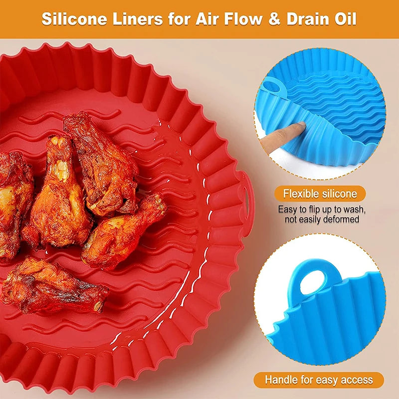 Large Air Fryer Silicone Basket Pot