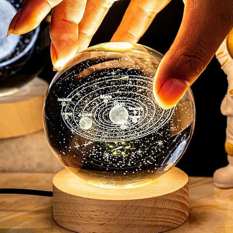 3D Moon Galaxy Crystal Ball USB LED Table Lamp