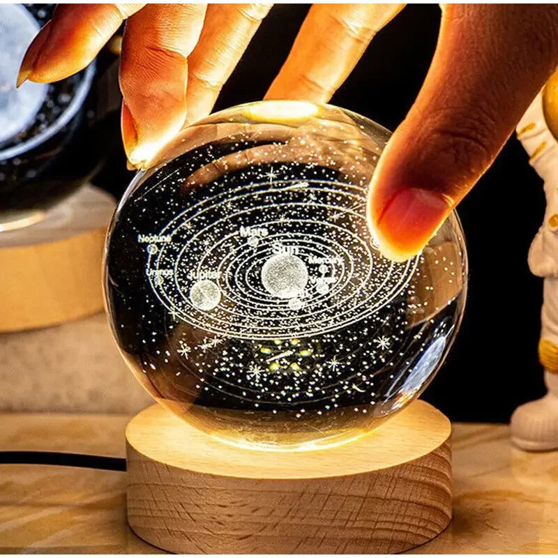 3D Moon Galaxy Crystal Ball USB LED Table Lamp