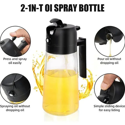 2-in-1 Anti-Leakage Glass Oil Dispenser & Sprayer