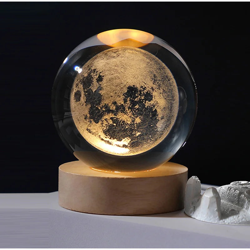 3D Moon Galaxy Crystal Ball USB LED Table Lamp