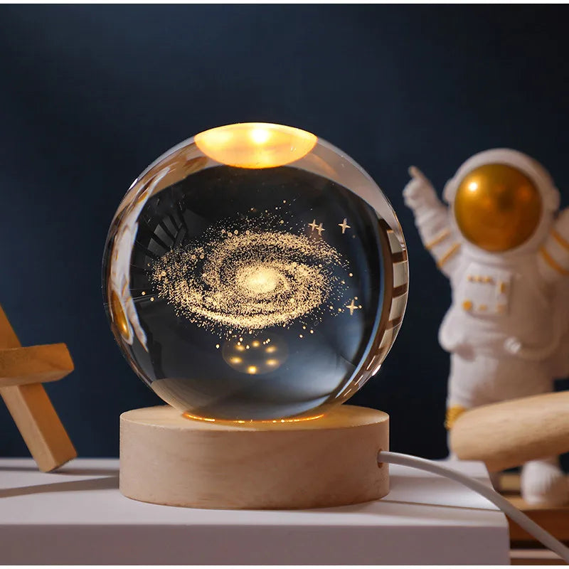 3D Moon Galaxy Crystal Ball USB LED Table Lamp