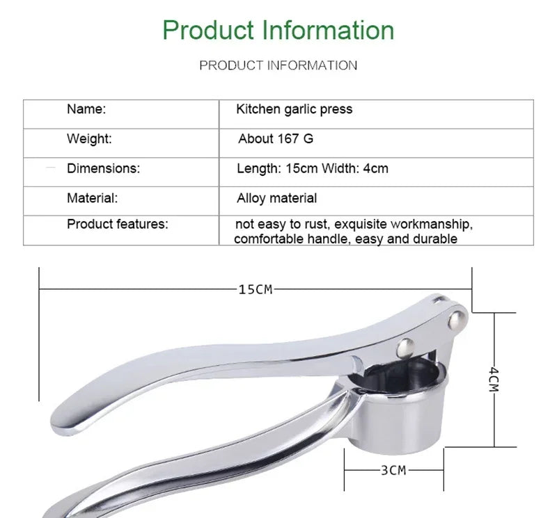 Garlic Press Crusher Mincer