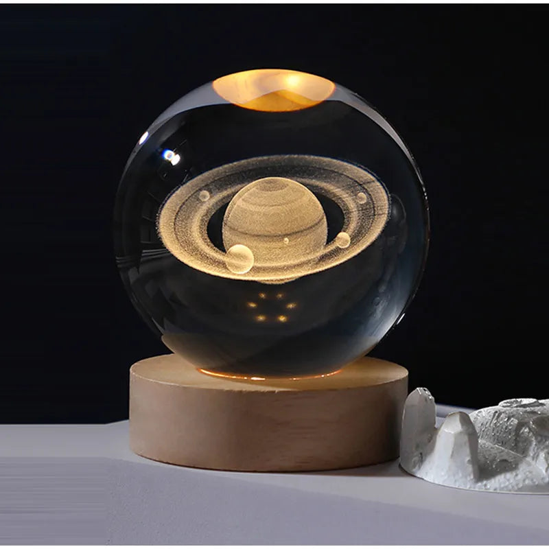 3D Moon Galaxy Crystal Ball USB LED Table Lamp