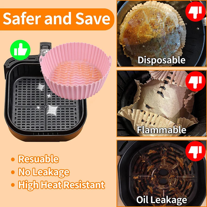 Large Air Fryer Silicone Basket Pot