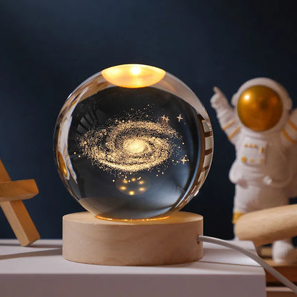 3D Moon Galaxy Crystal Ball USB LED Table Lamp