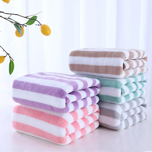 Luxurious Stripes Absorbent Quick-Dry Bath Towel Set